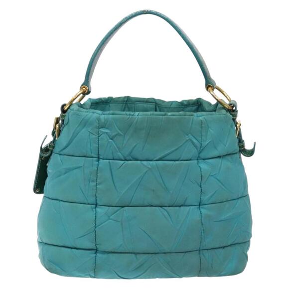 PRADA Shoulder Bag Nylon Blue Gold - Picture 3 of 12